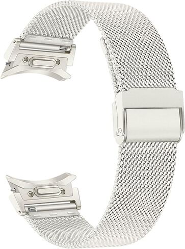 TRUMiRR One Click Band for Galaxy Watch 7 6 40mm Women, Cream Gold Mesh Stainless Steel Watchband No Gap Strap for Watch 5 4 40mm 44mm in Saudi Arabia