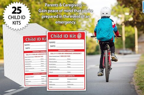 مجموعات بصمات أصابع الطفل (5 عبوات) - مجموعات بصمات الأصابع للأطفال - بطاقات تعريف طوارئ الأطفال - الإنجليزية/الإسبانية - تتضمن شرائط حبر لبصمات الأصابع in Kuwait