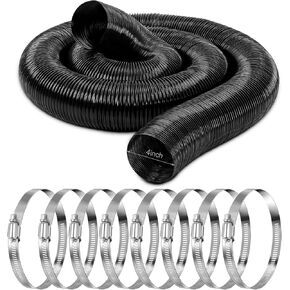 8 Inches 30 ft PVC Dust Collection Hose with Stainless Steel Hose Clamps Set Flexible Clear Vacuum Hose Puncture Resistant Fume Hose for Vacuums Cleaner Fume Dust Collection System