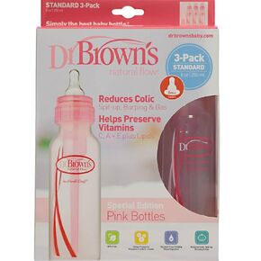 Dr Browns Natural Flow Standard PINK 8oz Bottle- 3 Pack