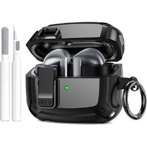 Maxjoy Compatible with Samsung Galaxy Buds 3 Case & Galaxy Buds 3 Pro Case with Cleaner Kit,with Lock Clear Case,Front LED Visible,Wireless Charging,Headphone Accessories, for Men,Women