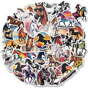 100 Pcs Horse Stickers Pack, Horse Decor Party Favors, Horse Riding Stickers for Water Bottle Laptop Scrapbook, Cool Horse Themed Stickers for Girls Women Kids