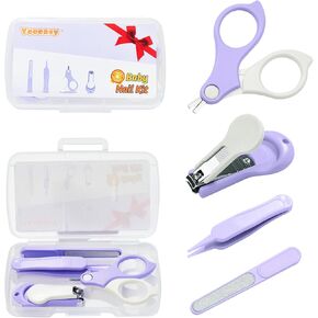 Baby Nail Clippers Kit Baby Grooming Set with Nail Clippers, Scissors, Nail File & Tweezers Baby Care Kit Fingernail Cutter for Baby,Newborn,Infant,Toddler,Kid(Blue)