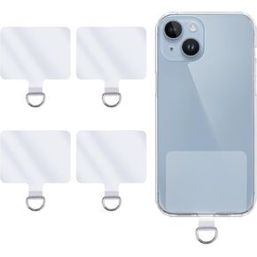 Mabor Universal Phone Tether Tabs, 4 Pcs Phone Lanyard Patches With D-Buckle Replacement Part PVC Transparent Phone Patches for Safety Drop Protector Compatible with Most Smartphones