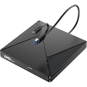 DVD Player for Laptop, External CD Drive for Mac, USB 3.0 USB C Portable CD Burner External Disk Drive, DVD Reader Writer ROM Drive Compatible with Laptop Desktop Mac,Windows 11/10/8/7 Linux in Saudi Arabia