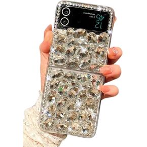 for Moto Razr 2024 Case Bling Glitter Girly Design,Motorala Razr 2024 Phone Case Cute Handmade Holographic Sparkle Rhinestone,Slim Soft Clear TPU Diamond Bumper Cover for Razr 2024 for Girls Women