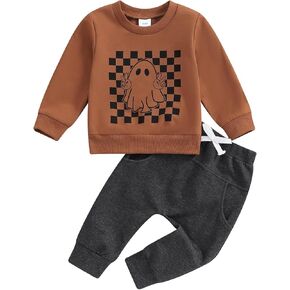 Toddler Infant Baby Boys Halloween Outfits Ghost Newborn Boy Fall Clothes Set Pants Suit Long Sleeve Sweatshirts