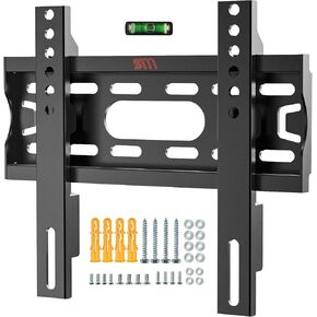Fixed TV Wall Mount Low Profile for 17-42" Universal Small Flat TVs & Monitors, Slim TV Monitor Wall Mount Bracket Fits 8" Wood Studs Max VESA 200x200mm, 55lbs