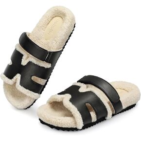DOBOLIN Slippers for Women Fuzzy House Slippers Comfy Cozy Fluffy Sandals Indoor and Outdoor