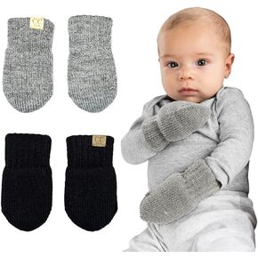 Funky Junque Baby Mittens Fleece Lined No Thumb Soft Double Layer Knit Gloves for Infant Newborn Boy Girl