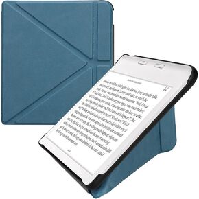 حافظة kwmobile Origami متوافقة مع حافظة Kobo Libra الملونة - غطاء جلد PU نحيف مع حامل - أسود