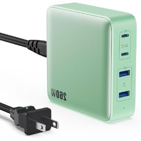 USB C Charger 260W, 4-Port Fast Charging GaN Desktop USB C Charging Station,100W USB C Laptop Charger Compatible with MacBook Pro/Air, iPad Pro,Dell XPS, iPhone 15/14,Samsung S23 All USB C Device