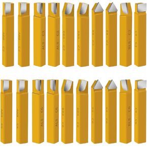 20 pc 1/2"Carbide Tip Tipped Cutter Tool,Metal Lathe Cutting Tools for Metal Lathe Turning, Boring, and Chamfering