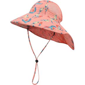 Baby Sun Hat UPF50+ UV Protection Kids Beach Sun Hat, Toddler Bucket Hat Wide Brim Neck Flap for Boys Girls