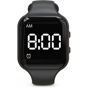 Rechargeable Vibrating Alarm Reminder Watch - Potty Training Watch with Countdown Timer (Black, Square)