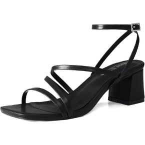 Shoe'N Tale Strappy Heels for Women Low Chunky Block Heel Dress Shoes Square Open Toe Ankle Strap Heeled Sandals