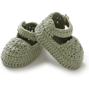 Hadetoto Baby Girls Mary Jane Booties Hand Crochet Knit Cotton Socks Shoes Soft Cozy Newborn Infant Booties for Princess Weddings Dress