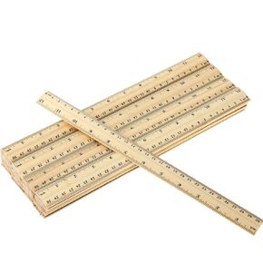 Zonon 100 Pack Wooden Rulers 12 Inch Bulk Wood Rulers 2 Scale Rulers for Classroom Student School Kids Measuring Shatterproof Rulers with Centimeters Millimeter and Inches for Office