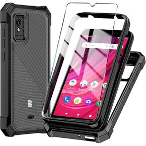 for BLU Studio Mini 2023 Phone Case + Tempered Glass Screen Protector,Electroplated PC Front Frame Soft TPU Transparent Back Cover,Lmpact Airbags Protective Case Cover for BLU Studio Mini (Blue)