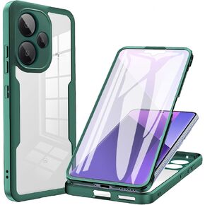 360°All-Inclusive Case for Xiaomi Redmi 13 4G/ Redmi Note 13R 5G, [Built in Screen Protector] Dual Layer Full Body Shockproof Dustproof Clear Phone Case for Xiaomi Redmi 13 4G QB-Black