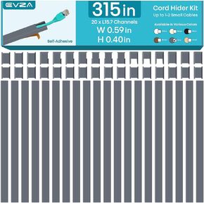 Ethernet Cable Cover Cord Hider - 315in One-Cord Covers for Wires on Wall, Hide Wires Along Wall, Baby Proof Cable Raceway, Electrical Cord Management, Wire Conduit, Hide Extension Cord, Wire Molding