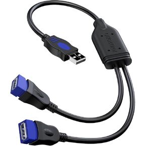 ANDTOBO USB Splitter, USB Y Splitter Dual USB 2.0 Charger Cable 1 Male to 2 Female Power Cord Extension Hub Adapter Replacement for Car/Laptop/LED etc