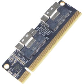 JMT 2Port SlimSAS 8i x2 to PCIe4.0/3.0 x16 Slot Adapter Card SFF8654 Riser Card for Network Card Graphics Video Card GPU (PCIe3.0 JHHP1A)