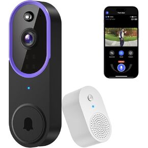 1080P Wireless Video Doorbell Camera, Smart Outdoor Surveillance Cam, FHD Live View, Cloud Storage, AI Human Detection, Night Vision, Two Way Audio, Instant Alert, 2.4G WiFi Only (White)