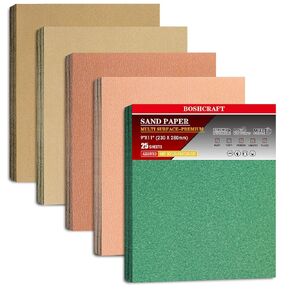 25 PCS Sandpaper, Sandpaper Assortment Sandpaper for Wood Metal Furniture Hand Sander Sand Paper 80/120/150/220/320 Grit Sandpaper Sheets Cut for Use 9" x 11"