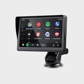 Portable Car Stereo 7" Universal Wireless CarPlay & Android Auto Screen for 2024 Latest Car Portable Touchscreen Display with Bluetooth, GPS Navigation, Voice-Control, 360° Rotation
