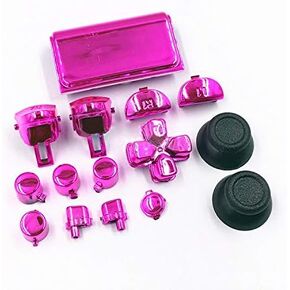 New Dpad L2 R2 L1 R1 Trigger Button Buttons Dpad Thumbsticks for PS4 Pro Slim JDM 040 JDS040 JDM 050 JDS050 4.0 5.0 Versions Controller - Chrome Hot Pink