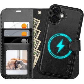 OCASE for iPhone 16 Pro Max Case Detachable Wallet Case with Card Holder, [2 in 1] PU Leather Flip Folio Case with RFID Blocking Stand Wrist Strap Shockproof Phone Cover 6.9 Inch 2024, Black