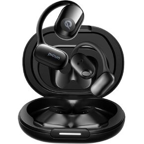 Picun True Wireless Open Ear Headphones, 5.4 Bluetooth, Ultra Comfort Secure Fit, Sport Earbuds with 80H Playtime, IPX5 Waterproof Sweatproof, Dual Mic Clear Call, Wireless Earbuds for Running Workout