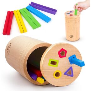 Montessori Toys for 1-3 Year Old:Sensory Toys Color Shape Sorting Toys for Toddlers 1 2 3,Travel Wooden Fine Motor Skills Sorting Toys Matching Games, Busy Board Learning Toy for Baby Boys Girls Gift