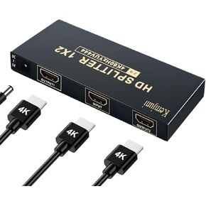 HDMI Splitter 1 in 4 Out, 4K @ 60Hz HDMI Cable Splitter 4 Ports, w/AC Adapter HD Distributor Ultra HDMI Monitor Splitter for PS4 PS3 Fire Stick TV HDTV- Adapter Included