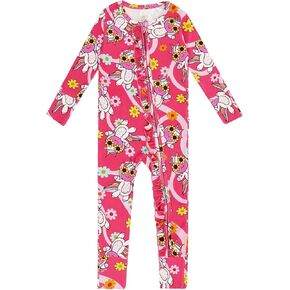 Bamboo Viscose Baby Girl Footless Pajamas Ruffled Baby Sleepers with 2 Way Zipper