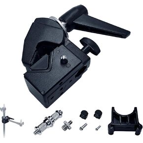 Super Clamp for Round Pipe Flat Surface,for Photography Studio Camera and Video Lighting Mounting,Multi-Function Studio Clip Mount with 1/4" 3/8" Male Stud Spigot(2 x Super Clamp)