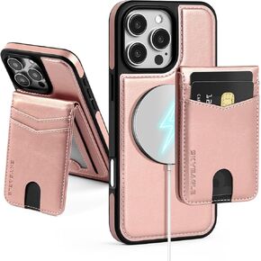 Compatible Magsafe 2 in 1 Detachable iPhone 16 Pro Max Wallet Case with Card Holder Women Men,Magnetic PU Leather RFID Blocking Flip Kickstand Credit Slots,for Apple 16 ProMax,Brown