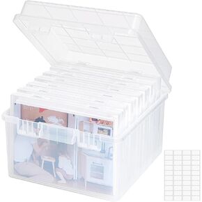 Lifewit Photo Storage Box 5x7 Photo Case, Each for 9 Inner Keeper, Black Photo Organizer for Seeds Cards Pictures Office Supplies with 1 Sheets Label Sticker, 1 Pack