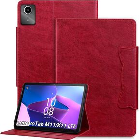 Case for Lenovo Tab M11/K11 LTE/Xiaoxin Pad 2024 (TB330FU/TB330XU/TB331FC) with PU Leather Cat Pattern Design Multi-Angle Stand and Card Slots & Flip Cover for Lenovo M11 Tablet Case,Brown