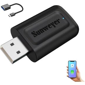 2024 Latest Wireless CarPlay & Android Auto Dongle 2 in 1 Auto Connect Box,USB Type-C Port,Supports Online Updates Wired to Wireless Adapter