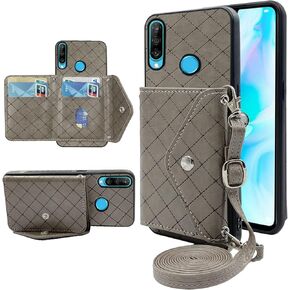 Compatible with Huawei P30 Lite/Nova 4E Wallet Case with Crossbody Shoulder Strap and Stand Leather Credit Card Holder Lanyard Slot Cell Accessories Phone Cover for Hawaii P30Lite P 30 30Lite Pink