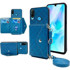 Compatible with Huawei P30 Lite/Nova 4E Wallet Case with Crossbody Shoulder Strap and Stand Leather Credit Card Holder Lanyard Slot Cell Accessories Phone Cover for Hawaii P30Lite P 30 30Lite Pink