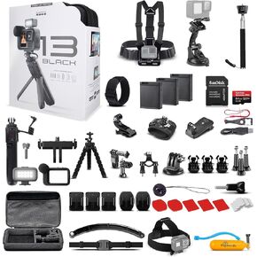 GoPro HERO13 Black Creator Edition - Includes Volta (Battery Grip, Tripod, Remote), Media Mod, Light Mod, Waterproof Action Camera + 64GB Card, 50 Piece Accessory Kit and 2 Extra Batteries