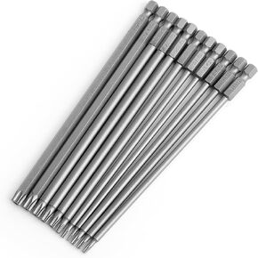 TEGRODEX 11PCS Security Torx Screwdriver Bit Set T6-T40 Star 6 Point Tamper Proof 1/4 Inch Hex Shank 6 Inch/150 mm S2 Steel with Magnetic for Power Screwdriver Drill Impact Driver