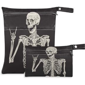 visesunny Classic Anchor Dark Blue 2Pcs Wet Bag with Zippered Pockets Washable Reusable Roomy for Travel,Beach,Pool,Daycare,Stroller,Diapers,Dirty Gym Clothes, Wet Swimsuits, Toiletries in Kuwait