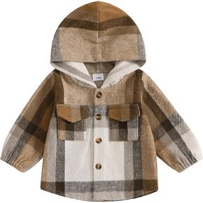 MERSARIPHY Toddler Boy Girl Jacket Button Down Plaid Flannel Baby Hoodies Fall Winter Festival Outfits for Kids