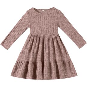 Toddler Baby Girl Long Sleeve Dress Girls Knit Sweater Dresses Tiered Kids Swing Holiday Clothes Fall Winter in Saudi Arabia