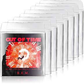 Facmogu 10PCS 7" Resealable Clear PVC Record Outer Sleeves, Heavy Duty PVC Record Protective Sleeve W/Flap, Plastic Cover Protective for 45RPM Record Protection, LP Album Covers for Single LP Storage