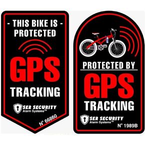 Authntcestore- (2Pcs) Warning GPS Tracking Sticker | Tracker Alarm | car - Bike - Motorcycle Protected Bumper Sticker 3 in x 3.5 in (Black/Red)